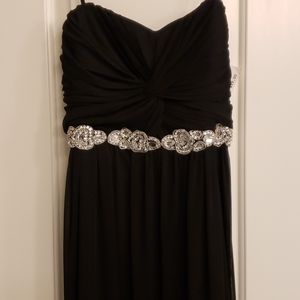 Strapless ruched bodice evening dress